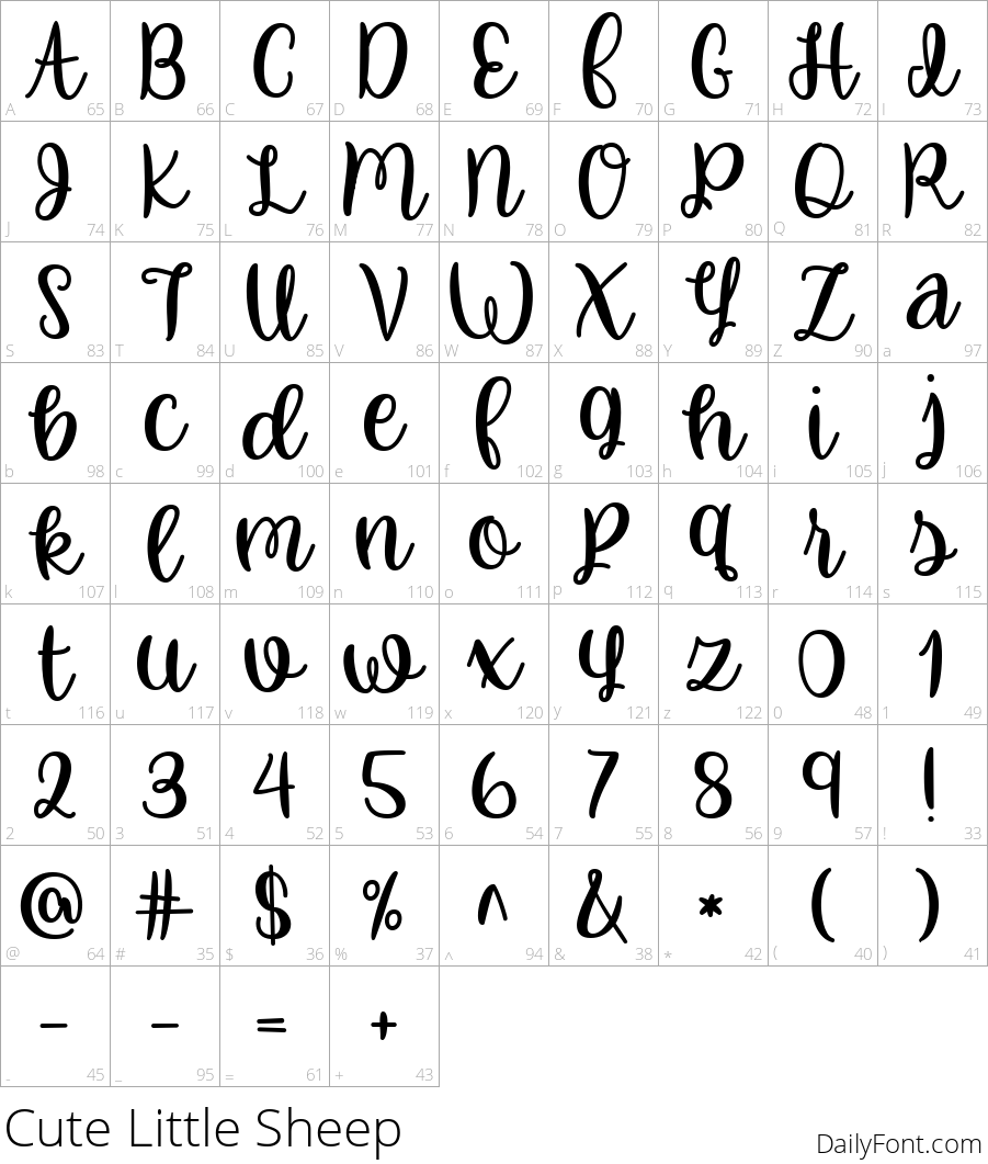 Cute Little Sheep character map