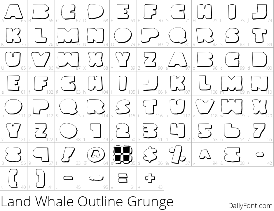 Land Whale Outline Grunge character map
