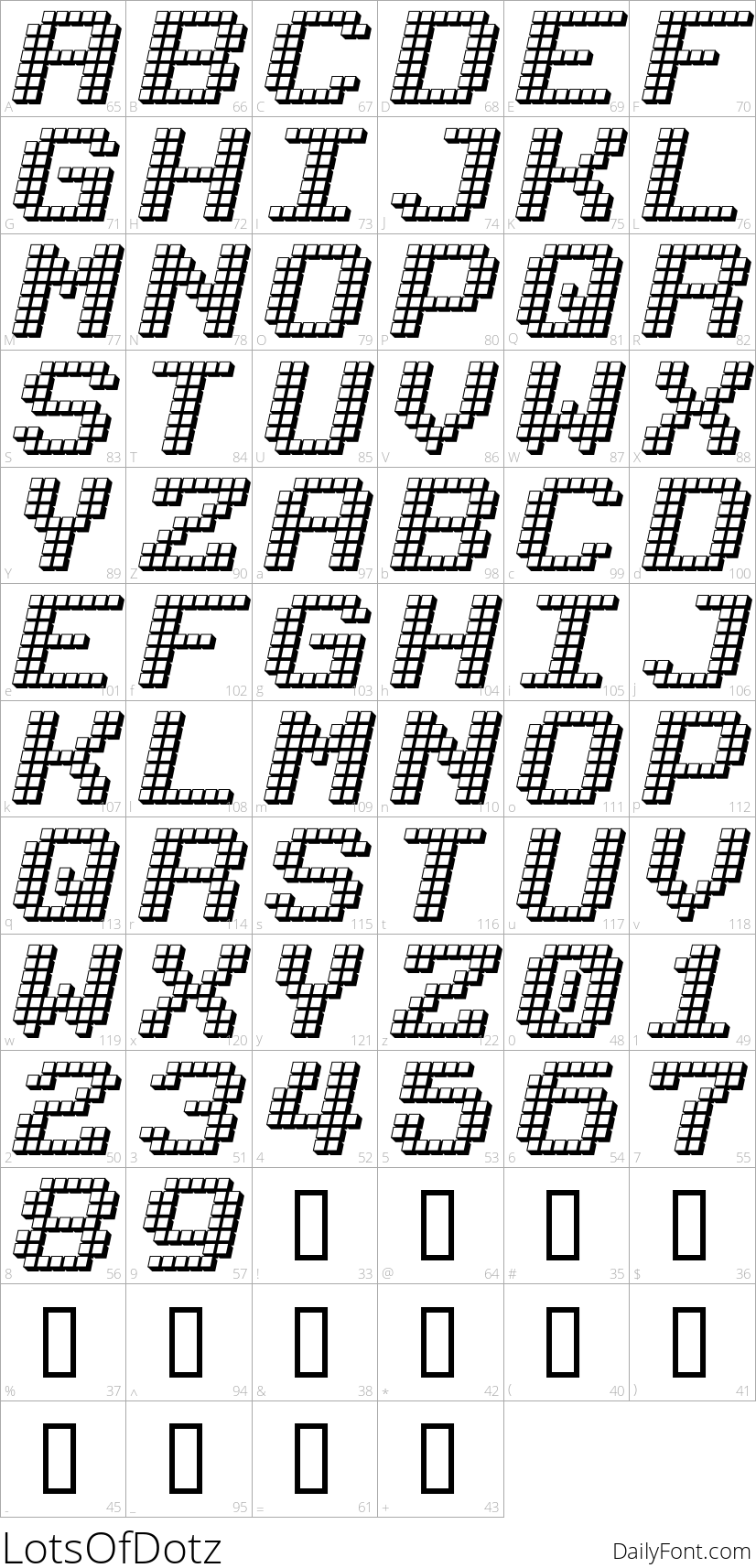 Lots Of Dotz character map