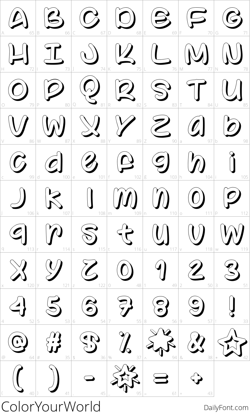 Color Your World character map