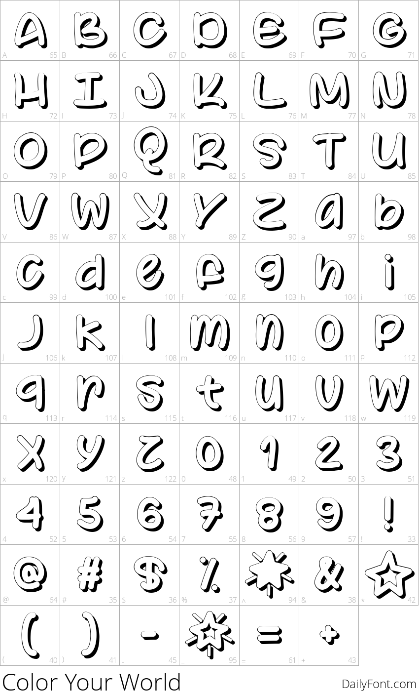 Color Your World character map