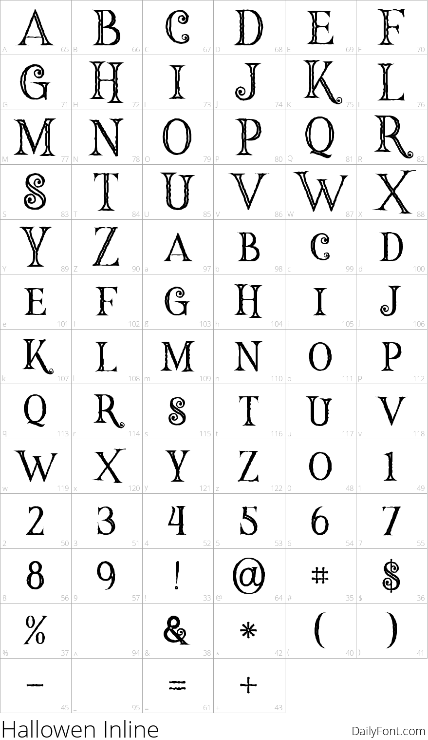 Hallowen Inline character map