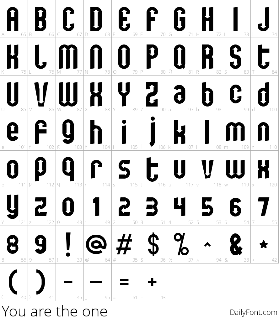 You are the one character map