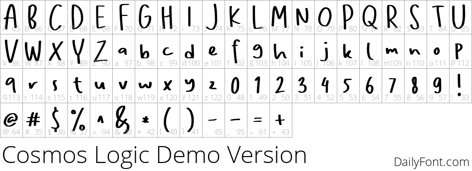 Cosmos Logic character map