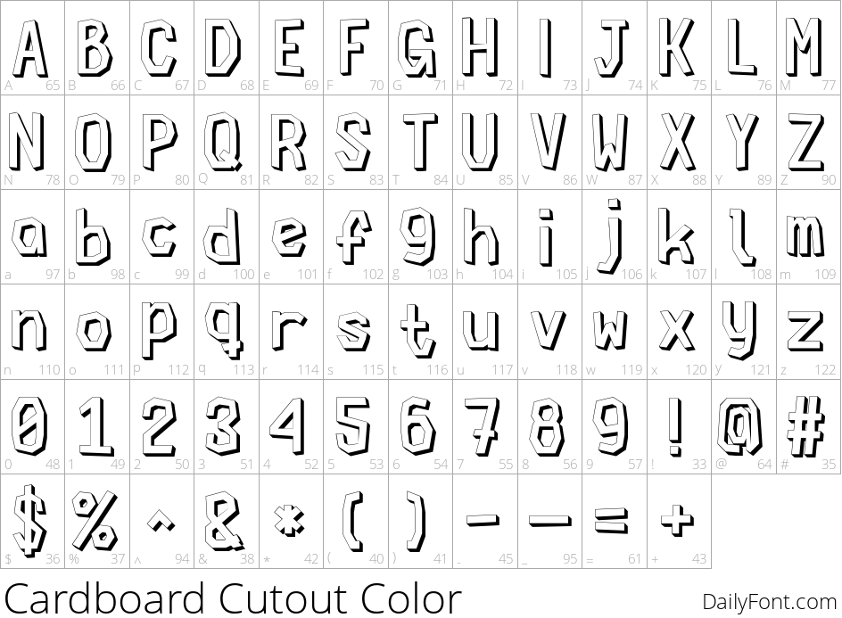 Cardboard Cutout Color character map