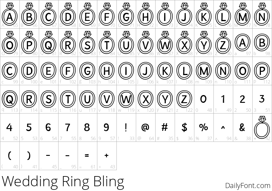 Wedding Ring Bling character map