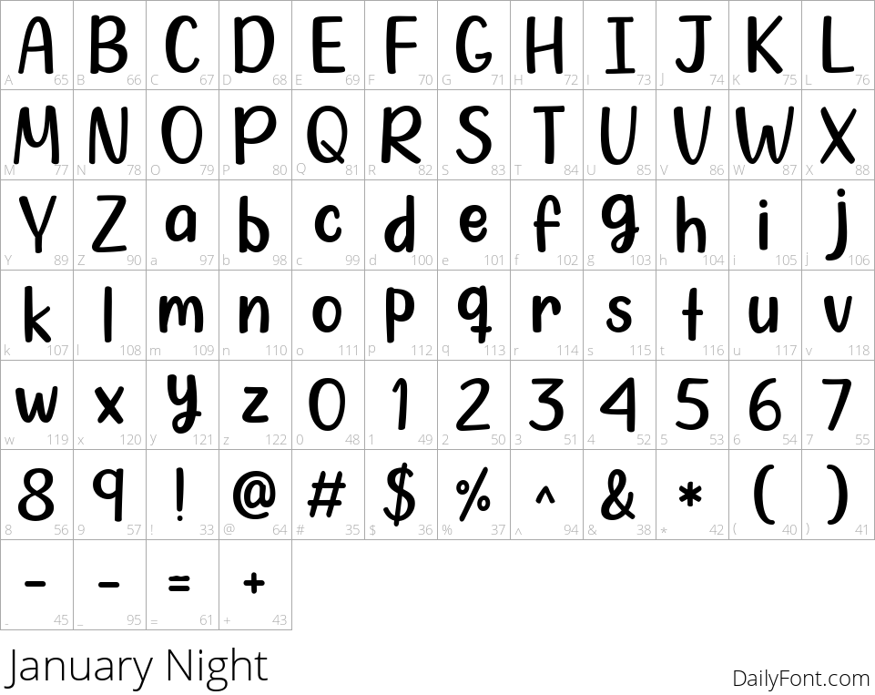 January Night character map