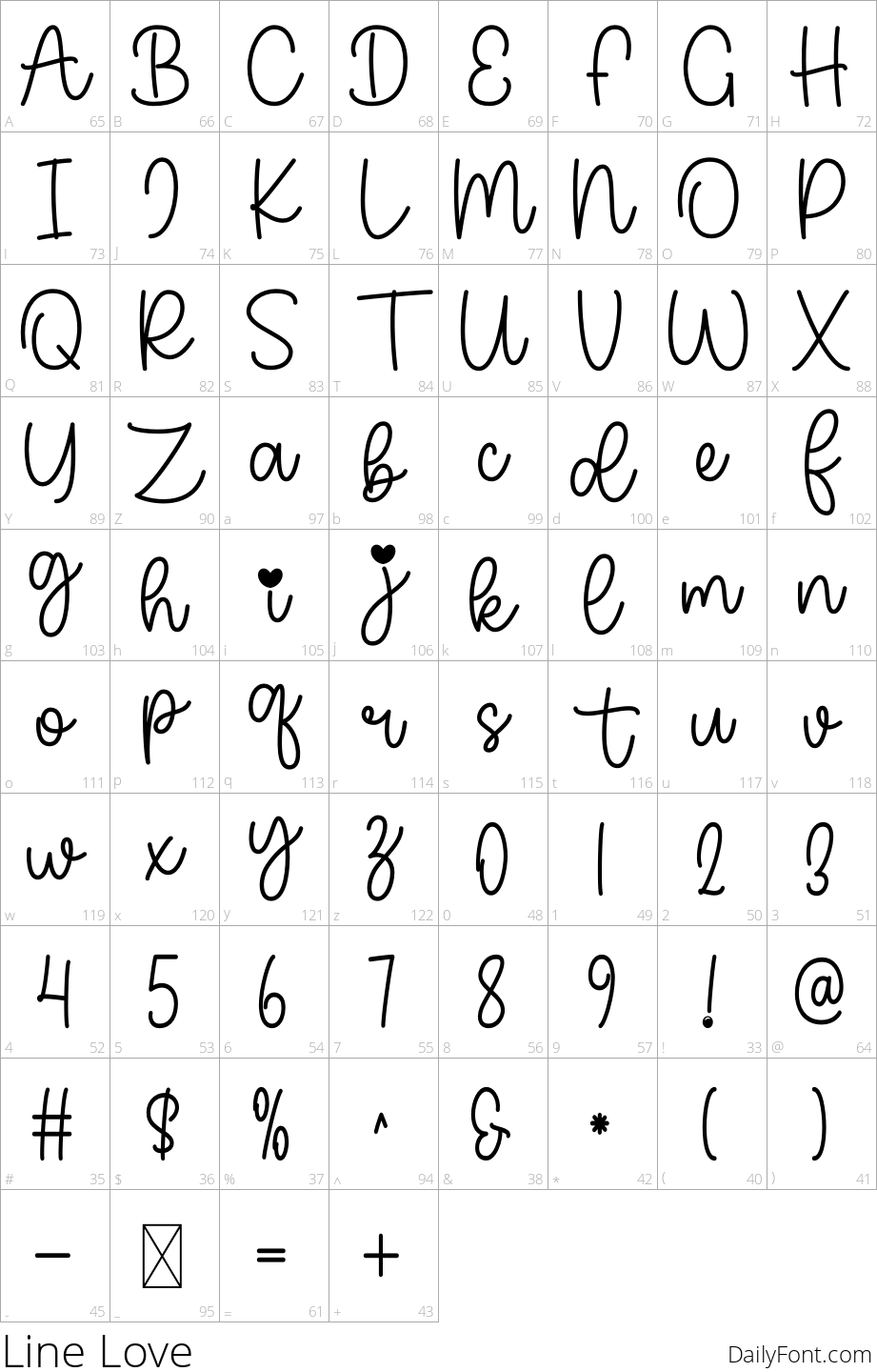 Line Love character map