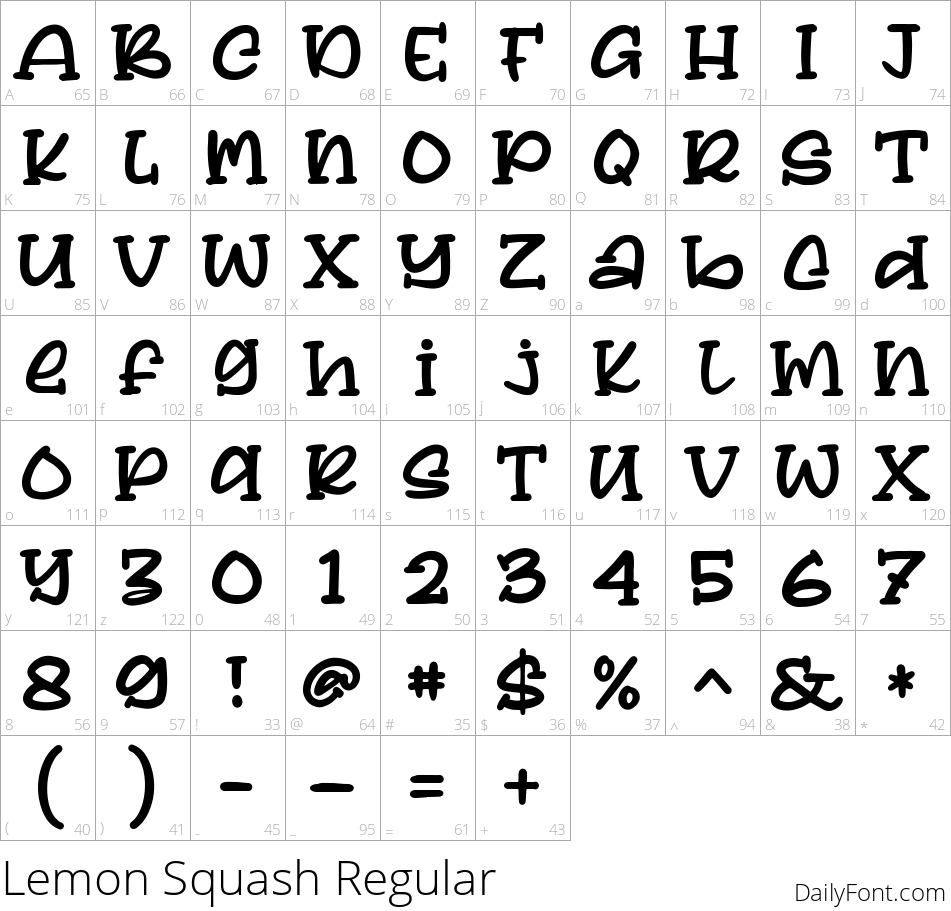 Lemon Squash character map