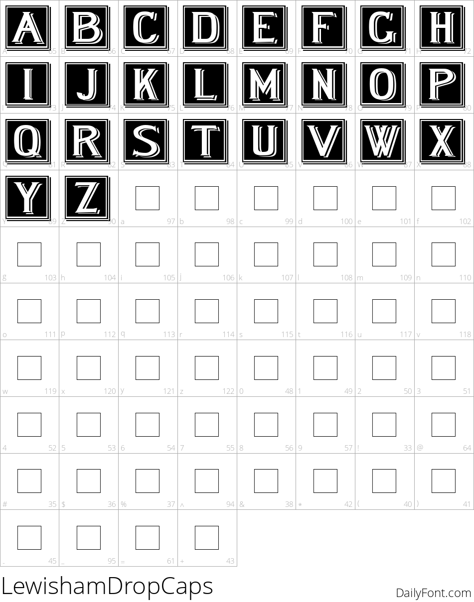 LewishamDropCaps character map