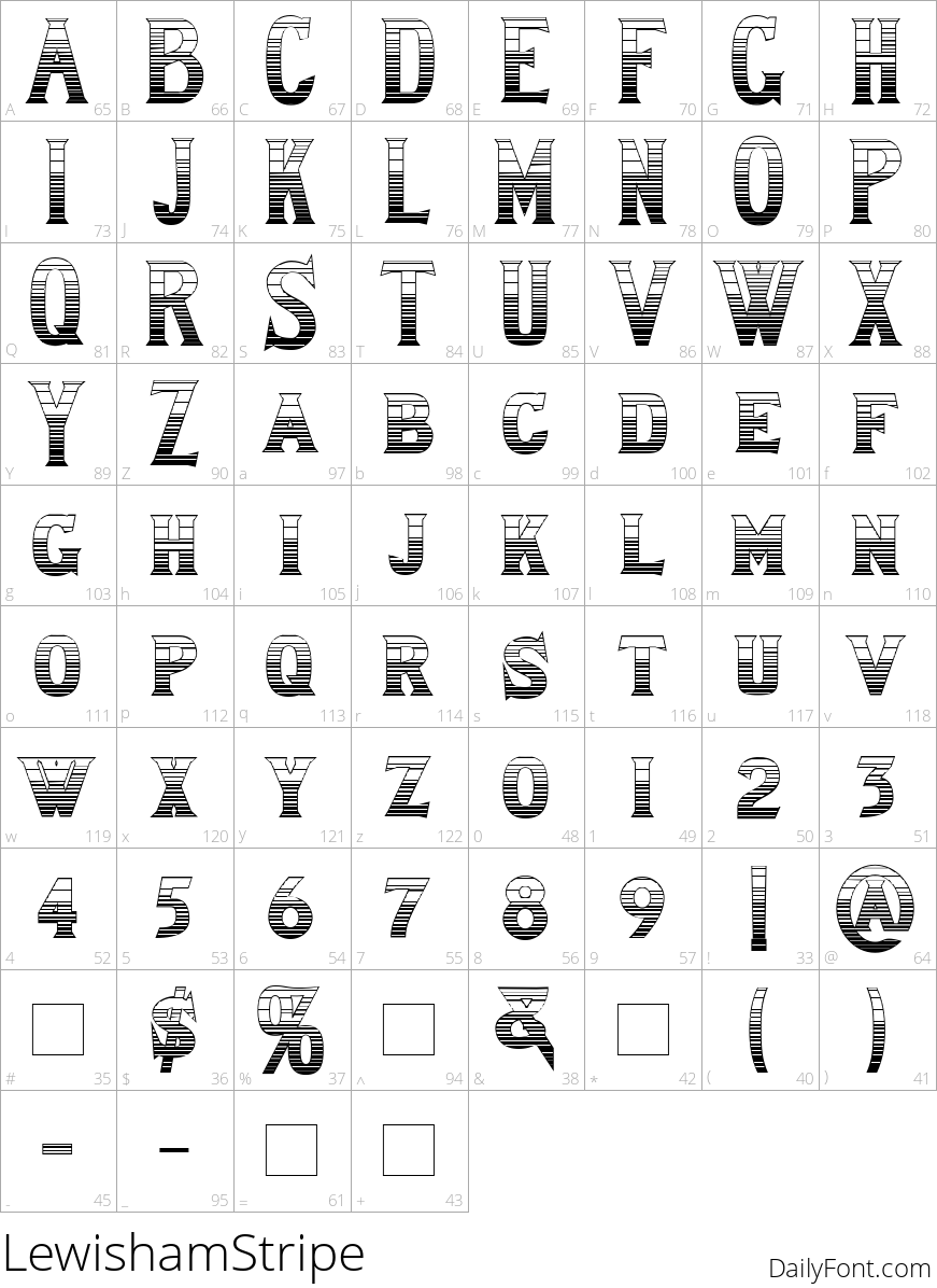 LewishamStripe character map