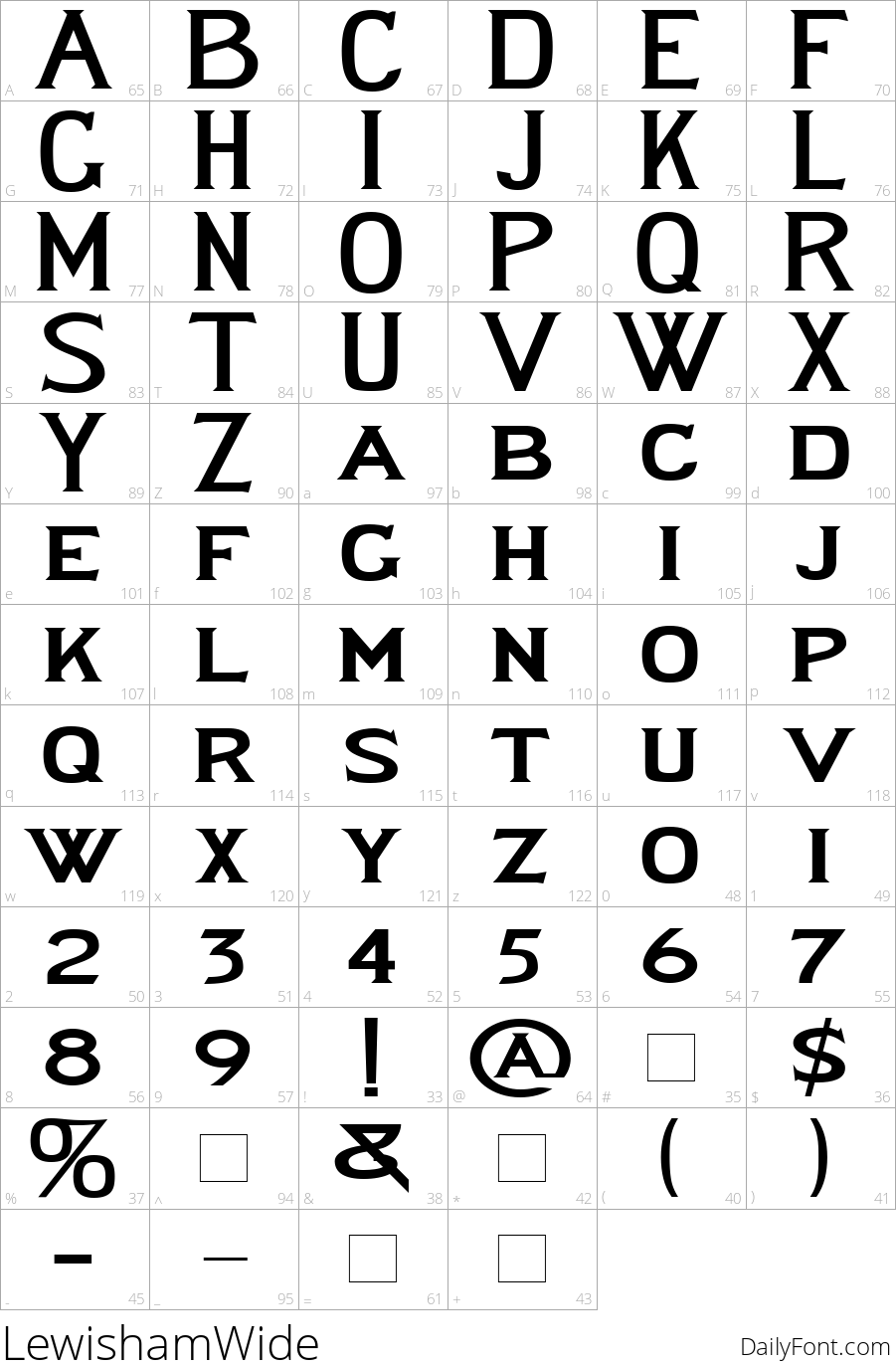 LewishamWide character map