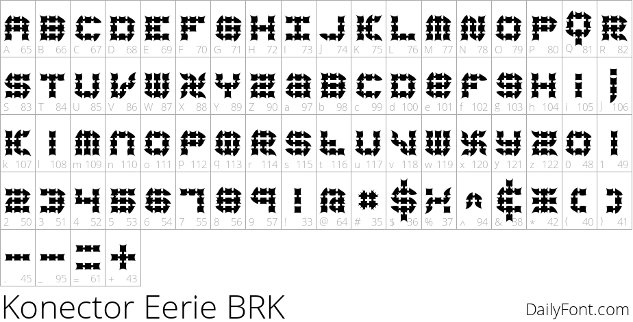 Konector Eerie BRK character map