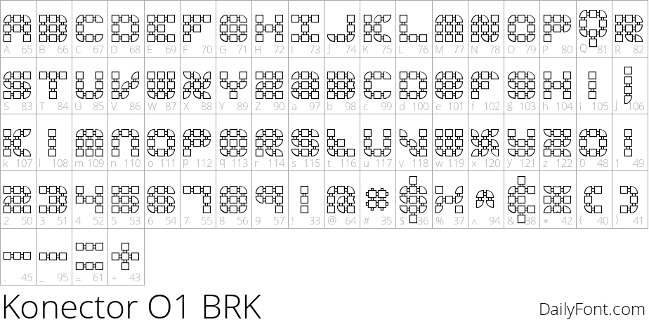 Konector O1 BRK character map