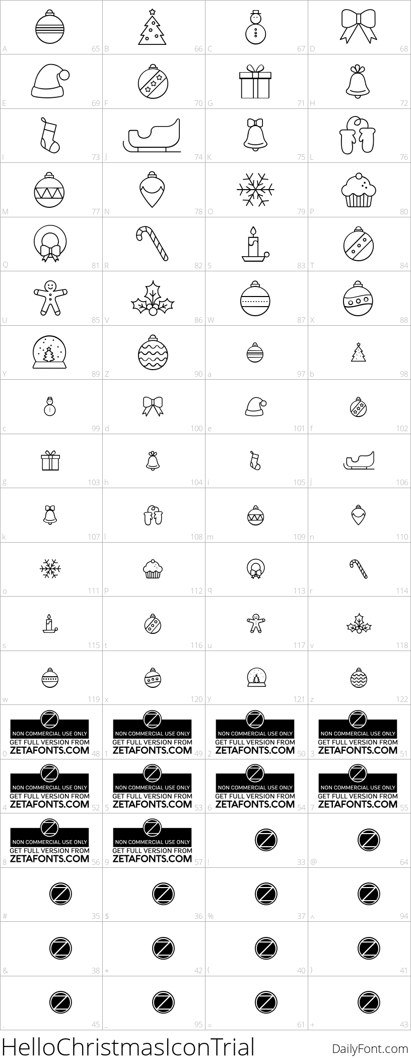 HelloChristmasIconTrial character map