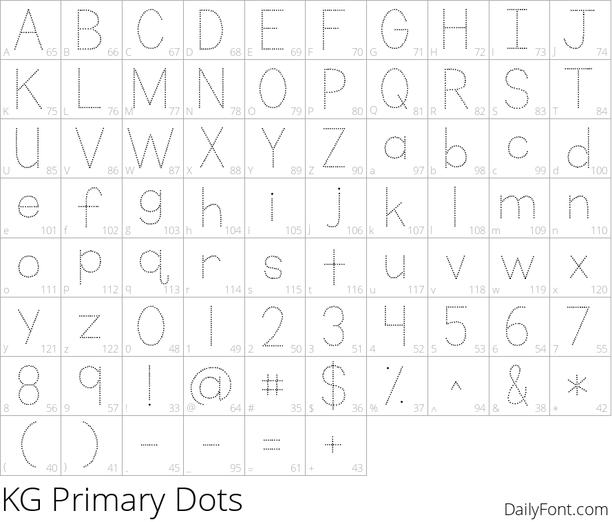 Letter Tracing School Font :: KG Primary Dots