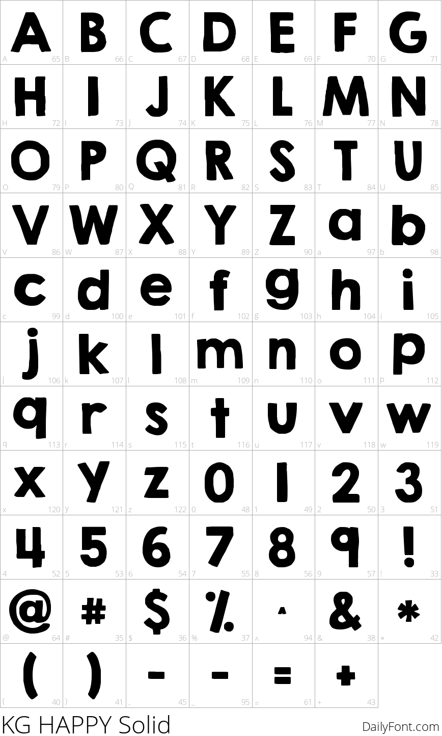 KG HAPPY Solid character map