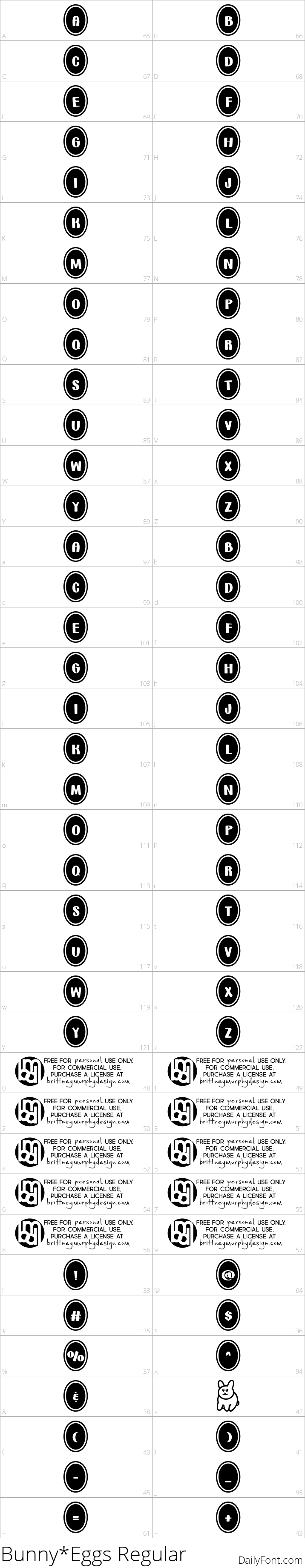 Bunny*Eggs Regular character map