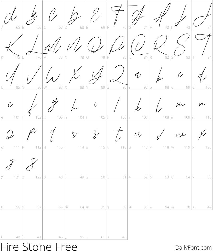 Fire Stone character map