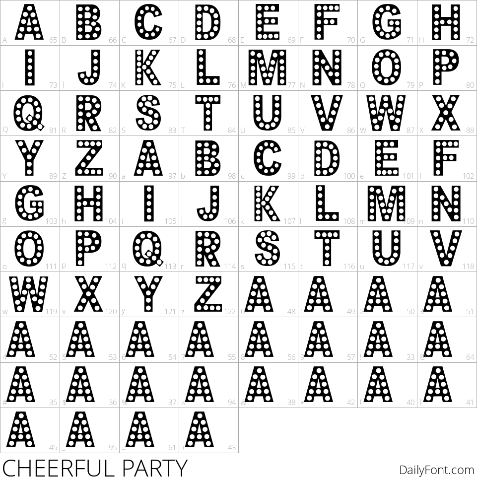 CHEERFUL PARTY character map