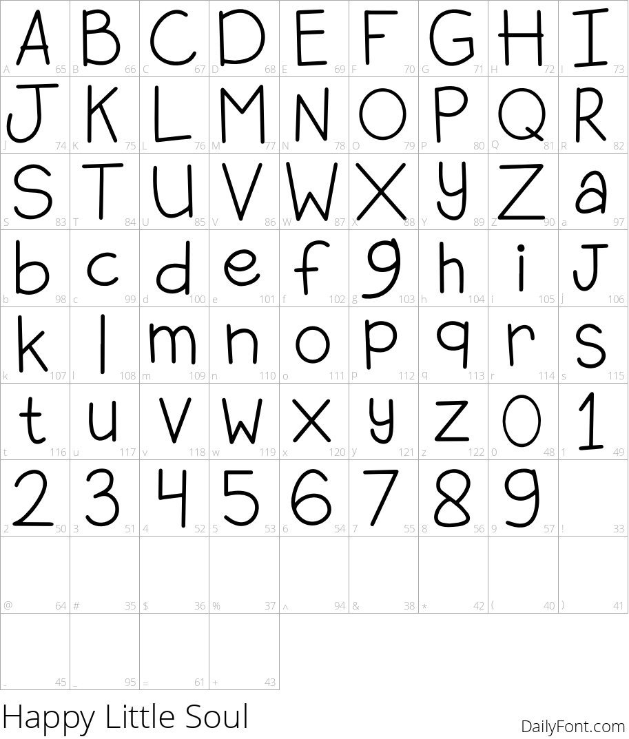 Happy Little Soul character map