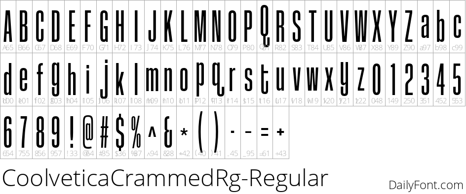 Coolvetica Crammed Regular character map