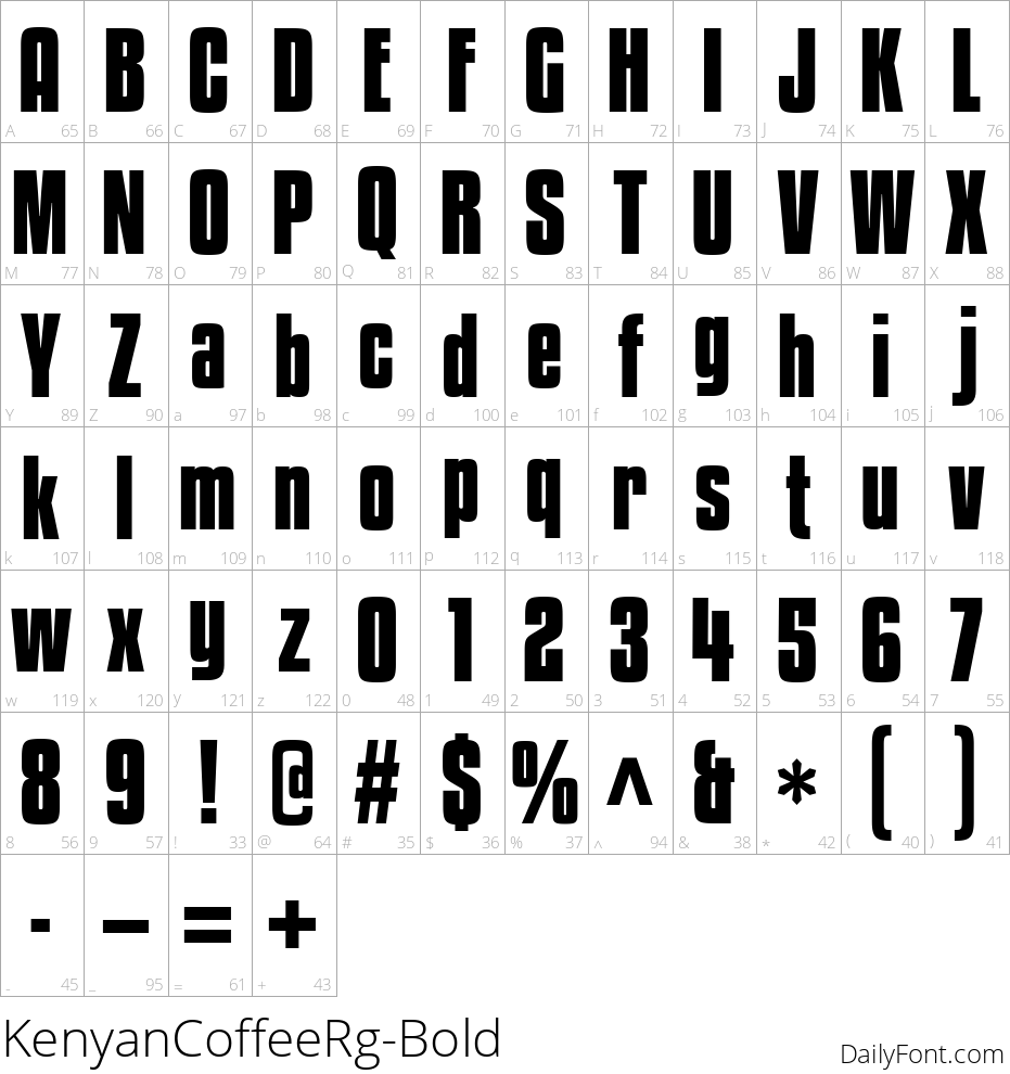 KenyanCoffeeRg-Bold character map