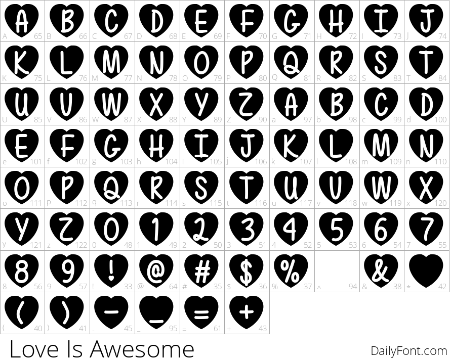  Love Is Awesome character map