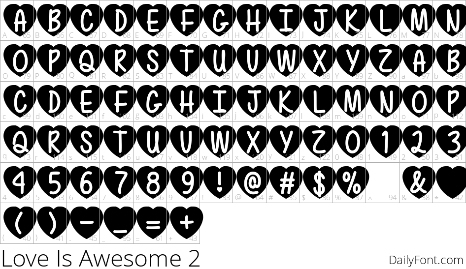 Love Is Awesome 2 character map