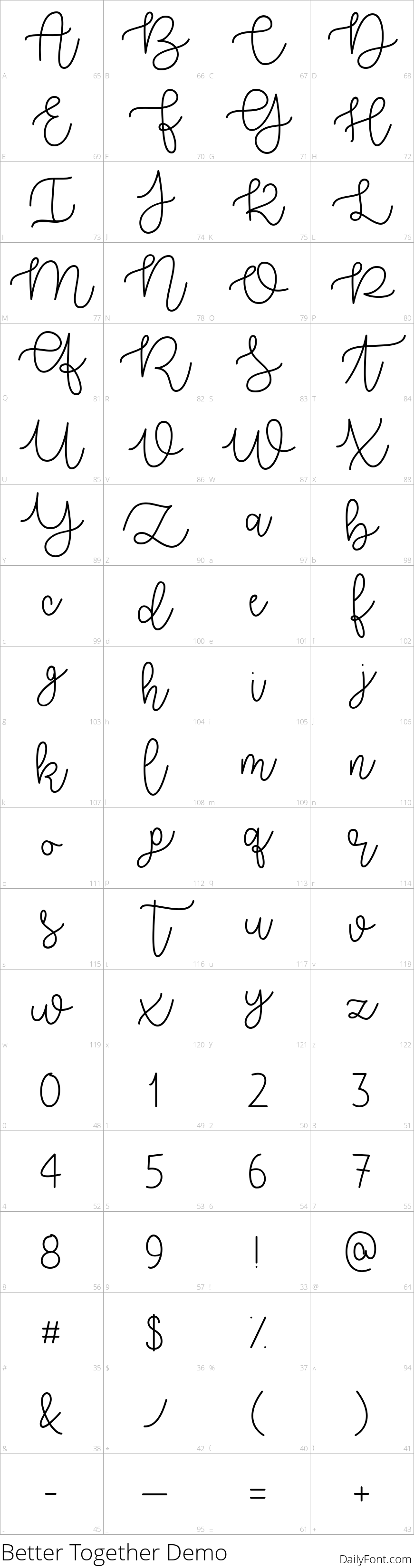 Better Together character map
