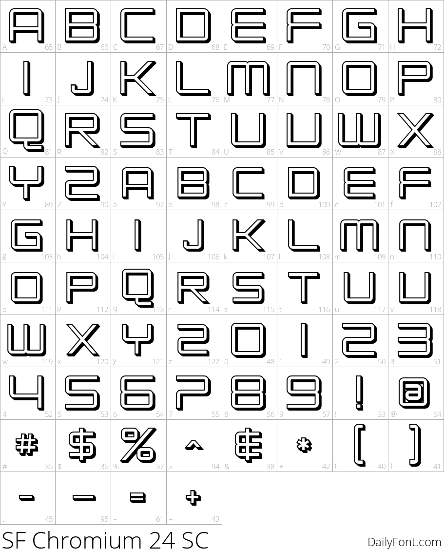 SF Chromium 24 SC character map