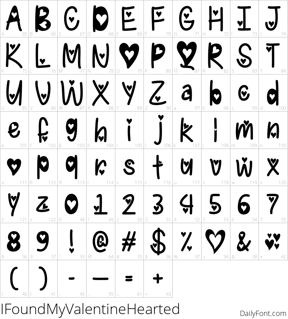 IFoundMyValentineHearted character map