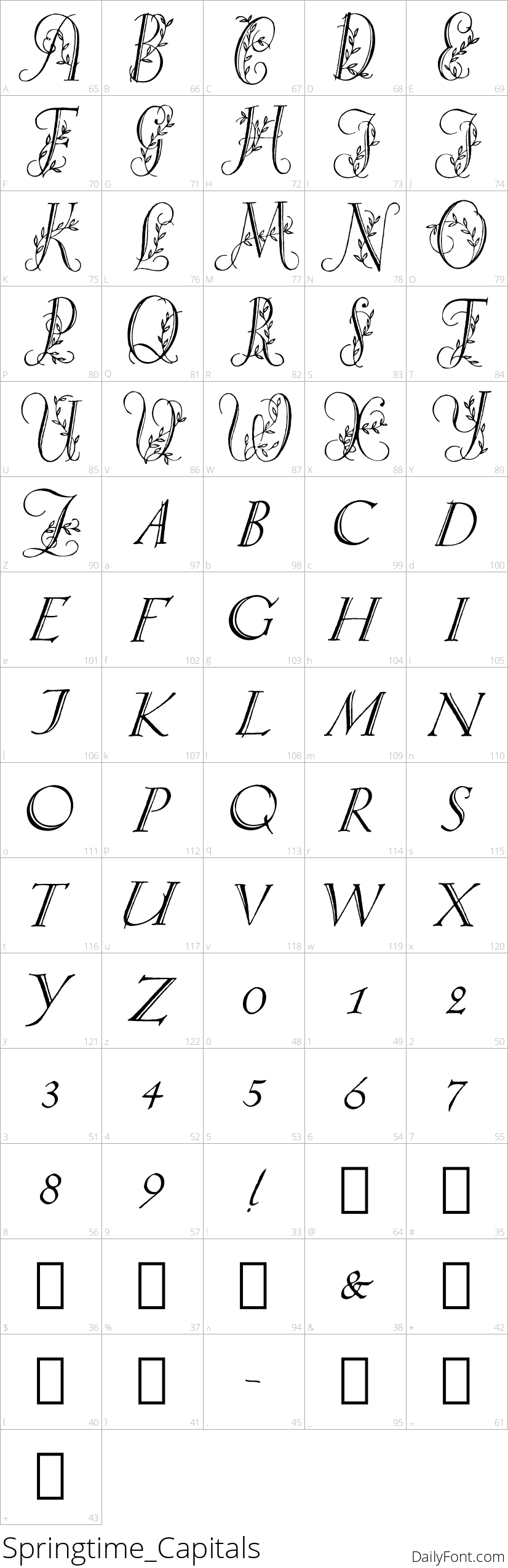 Springtime_Capitals character map